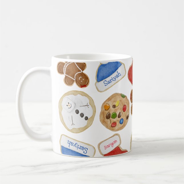 Christmas Cookies Gingerbread Lady Custom Name Coffee Mug (Left)