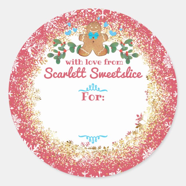 Christmas cookies gingerbread man baking bakery classic round sticker (Front)