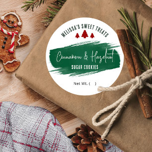 Christmas Cookies Green Watercolor Holiday Baking Classic Round Sticker