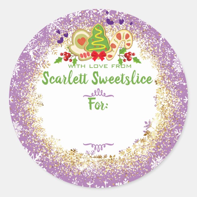 Christmas cookies holiday baking bakery to from cl classic round sticker (Front)