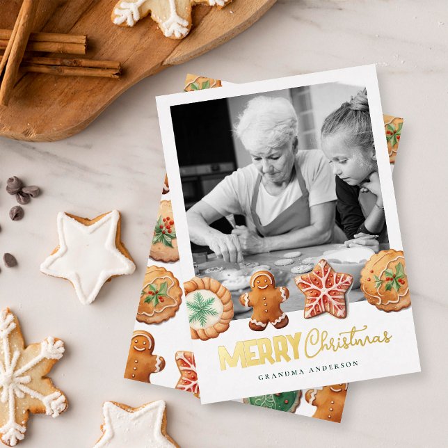 Christmas Cookies Holiday Baking Photo Foil Card (Creator Uploaded)