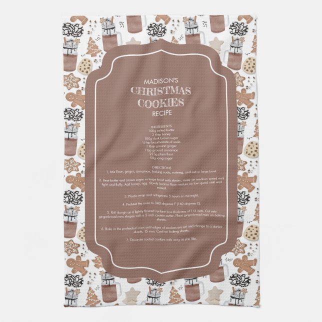 Christmas Cookies Holiday Baking Recipe Keepsake Tea Towel (Vertical)