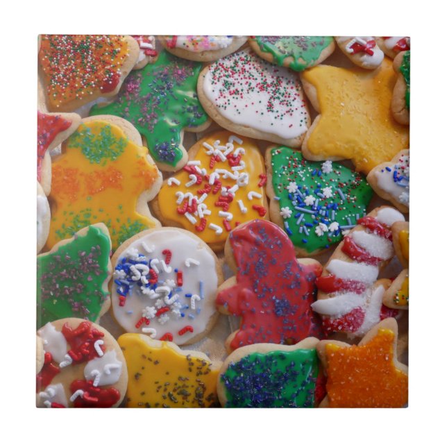 Christmas Cookies I Colourful Holiday Baking Ceramic Tile (Front)