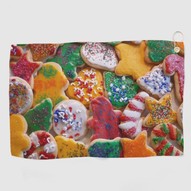 Christmas Cookies I Colourful Holiday Baking Golf Towel (Horizontal)
