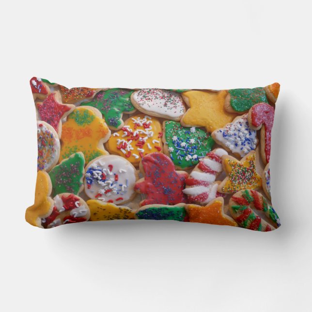 Christmas Cookies I Colourful Holiday Baking Lumbar Cushion (Front)