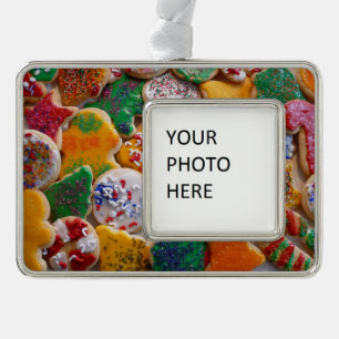 Christmas Cookies I Colourful Holiday Baking Silver Plated Framed Ornament
