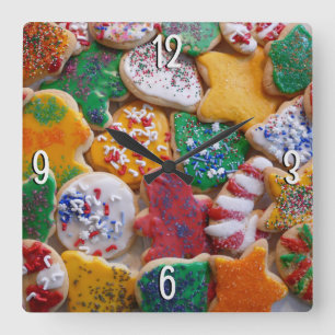 Christmas Cookies I Colourful Holiday Baking Square Wall Clock