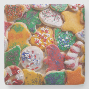 Christmas Cookies I Colourful Holiday Baking Stone Coaster