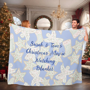 Christmas Cookies Movie Watching With Names Fleece Blanket