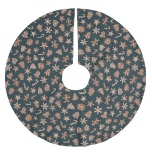 Christmas Cookies Pattern Green Brushed Polyester Tree Skirt