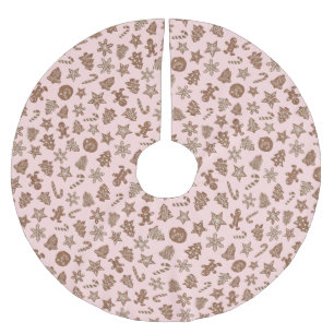 Christmas Cookies Pattern Pink Brushed Polyester Tree Skirt
