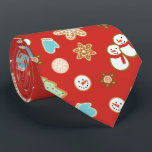 Christmas Cookies Patterned Red Festive Tie<br><div class="desc">A cute Christmas tie patterned with festively decorated sugar Christmas cookies in the shapes of snowflakes,  snowmen,  Christmas trees,  ornaments,  and stars.</div>