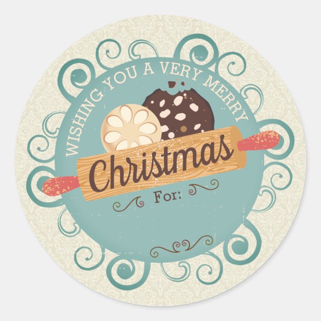 Christmas cookies personalised from the kitchen of classic round sticker (Front)