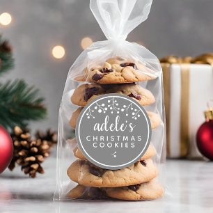 Christmas Cookies Personalised Grey Classic Round Sticker