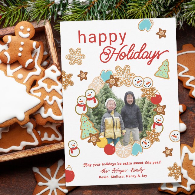 Christmas Cookies Photo Wreath Happy Holidays Holiday Card (Creator Uploaded)
