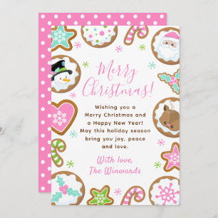 Christmas Cookies Pink and Green Merry Christmas Holiday Card