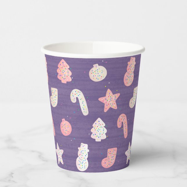 Christmas Cookies Purple Paper Cups (Left)