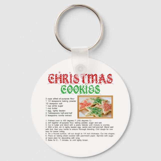 Christmas Cookies Recipe Key Ring (Front)