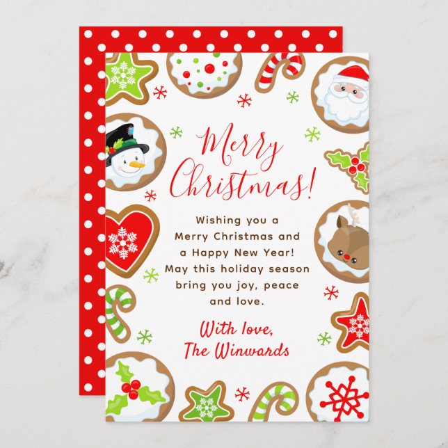 Christmas Cookies Red and Green Merry Christmas Holiday Card (Front/Back)
