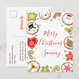Christmas Cookies Red and Green Merry Christmas Holiday Postcard