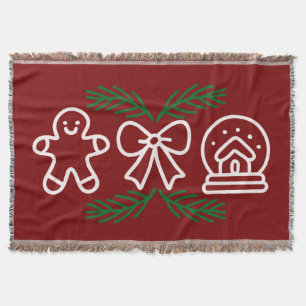 Christmas Cookies & Snow Globe Festive Design Throw Blanket