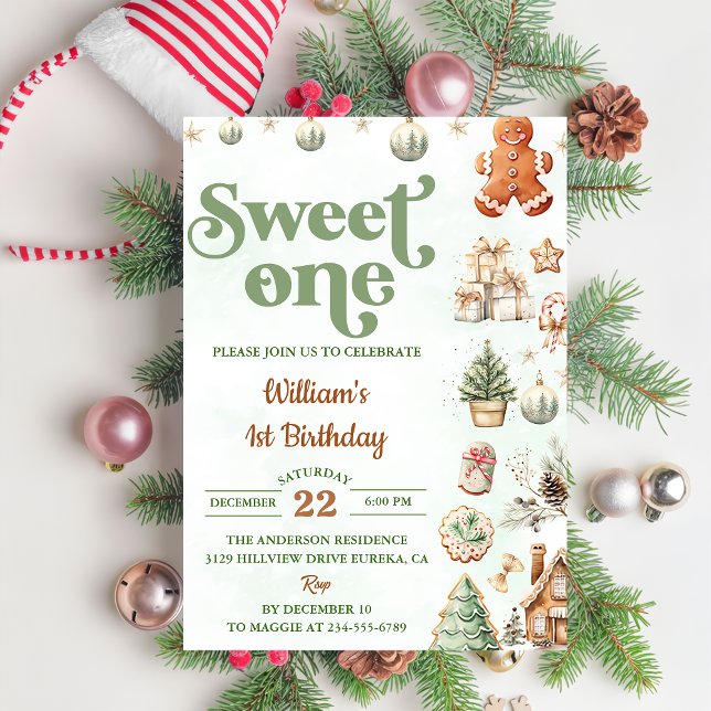 Christmas Cookies Sweet One 1st Birthday Party Invitation (Creator Uploaded)