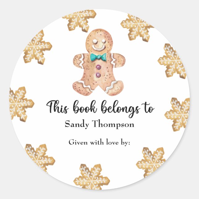 Christmas cookies - this book belongs to classic round sticker (Front)