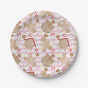Christmas Cookies with Pink Stripe Paper Plate