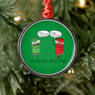 Christmas Cooking Funny Chef Spices Metal Ornament