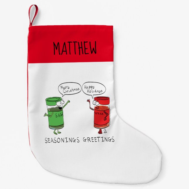 Christmas Cooking Funny Chef Spices Small Christmas Stocking (Front)