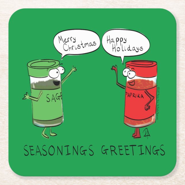 Christmas Cooking Funny Chef Spices Square Paper Coaster (Front)