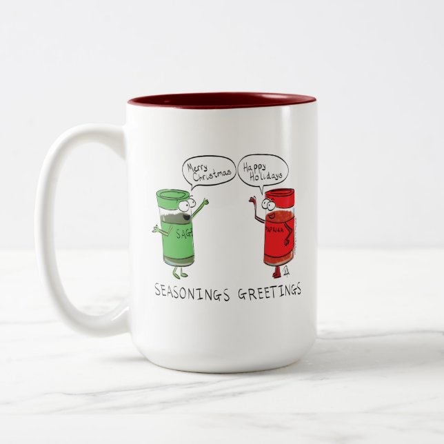Christmas Cooking Funny Chef Spices Two-Tone Coffee Mug (Left)