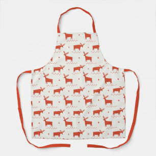 Christmas Cooking Kitchen   Red Reindeer Holiday Apron
