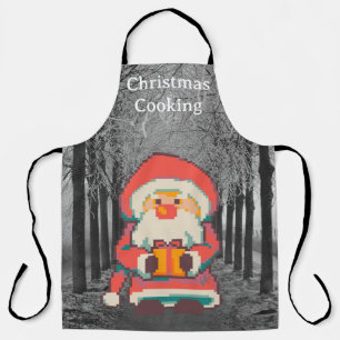 Christmas Cooking, Santa Pixel Art, Pixel Art Apron