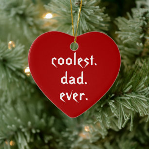 Christmas Coolest Dad Ever Red Father Ceramic Tree Decoration