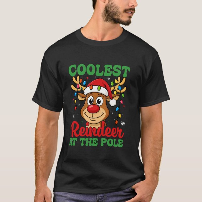 Christmas Coolest Reindeer at The Pole Funny Chris T-Shirt (Front)
