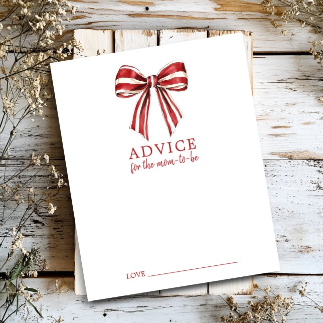 Christmas Coquette Bow Baby Shower Advice Sheet (Creator Uploaded)