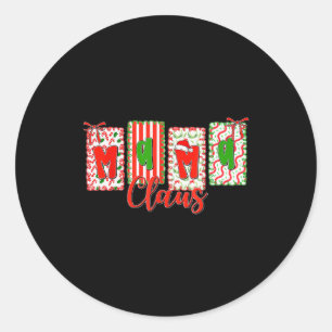 Christmas Coquette Bow Mama Xmas Family Matching W Classic Round Sticker