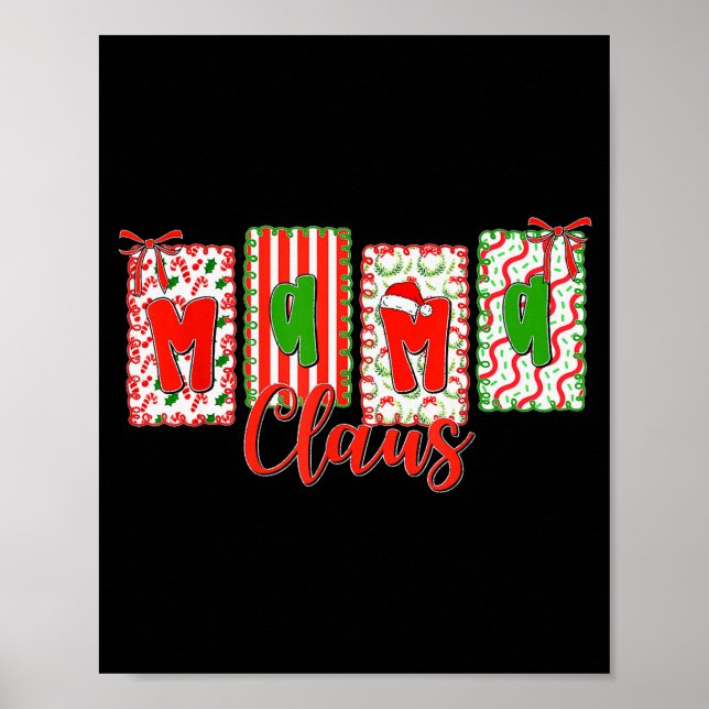 Christmas Coquette Bow Mama Xmas Family Matching W Poster (Front)