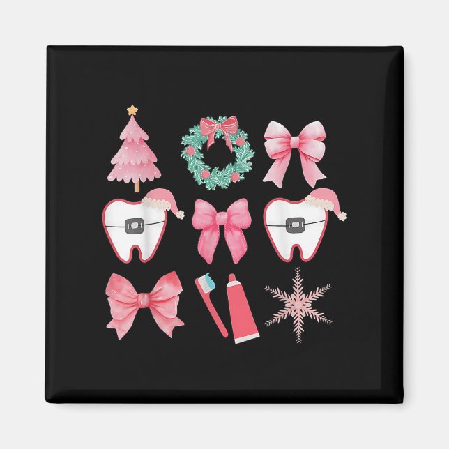 Christmas Coquette Bow Orthodontic Dental Dental C Magnet (Front)