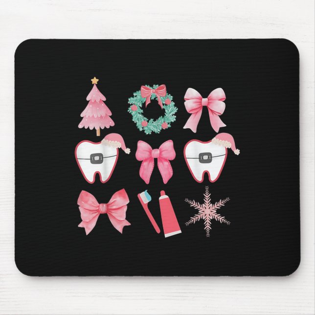 Christmas Coquette Bow Orthodontic Dental Dental C Mouse Pad (Front)