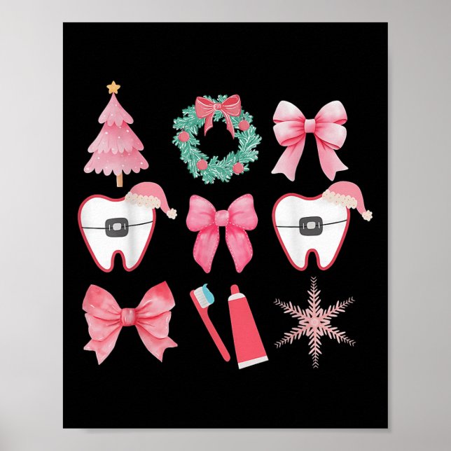 Christmas Coquette Bow Orthodontic Dental Dental C Poster (Front)
