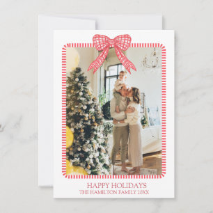 Christmas Coquette Bow Photo Grandmillennial Holiday Card