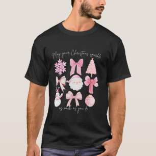 Christmas Coquette Bow Retro Winter Christmas Cott T-Shirt