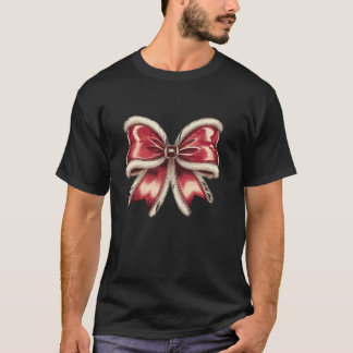 Christmas Coquette Bow Santa Red Festive T-Shirt