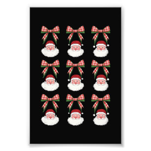 Christmas Coquette Bow Santa Vintage Xmas Retro Photo Print