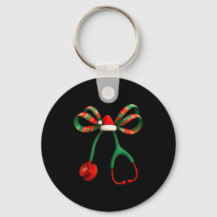 Christmas Coquette Bow Stethoscope Medical Nurse W Key Ring