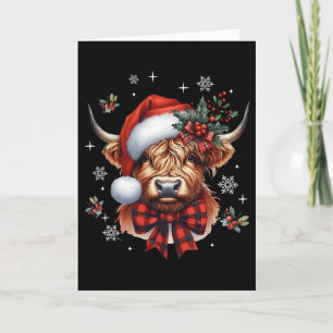 Christmas Coquette Cow Cute Moo Cow Xmas Holiday  Card