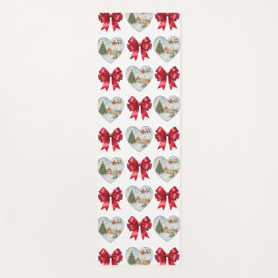 Christmas Coquette Heart and Bows Pattern Yoga Mat