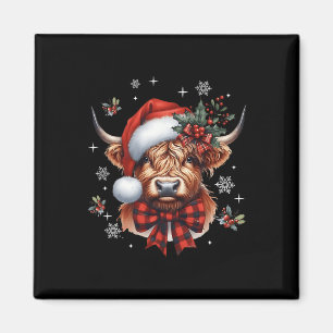 Christmas Coquette Highland Cow Cute Moo Cow Xmas Magnet